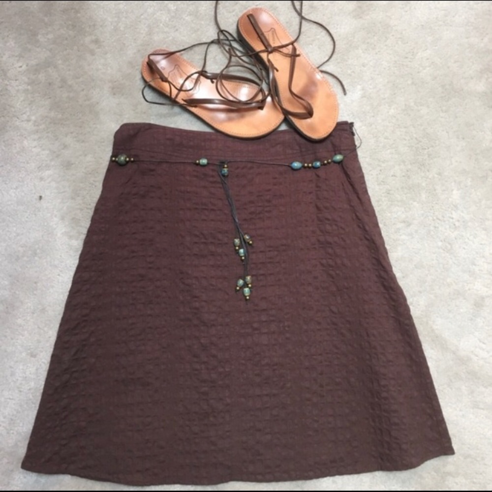 DONATING SOON {3 for $15} Boho Brown A-Line Skirt